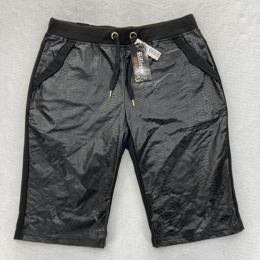 Vintage Y2K Riflessi Pull On Shorts Mens 2XL Black Alligator‎ Print Drawstring
